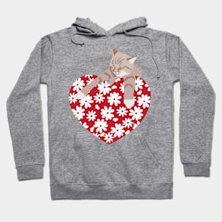 I Love Cats red heart with daisy flowers Hoodie